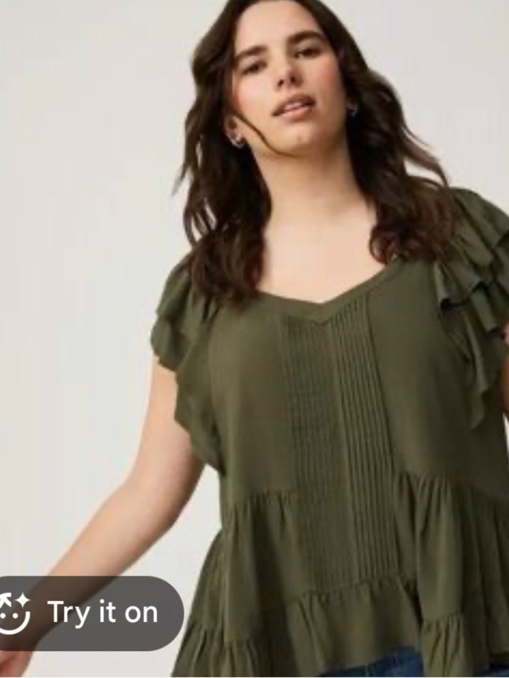 Torrid Challis Pintuck Dark Green Blouse sz 1X
